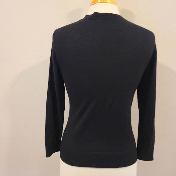 Tory Burch Black Merino Wool Cardigan Sweater - Picture 4 of 5